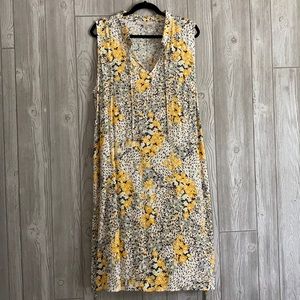 LOFT Plus Yellow/Navy Floral Tank Dress